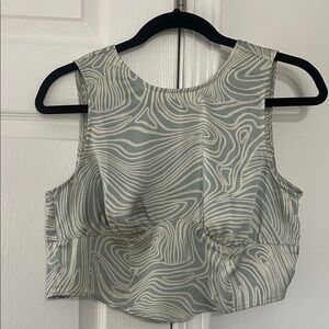 Chic Cream and Turquoise Women's Crop Top